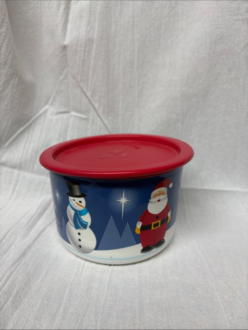 Tupperware 5 inch diameter Christmas cookie canister